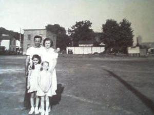 Daddy, Mother, Lillian and Shirley  - pictured in the big area in front of our house where the Ragman used to park 